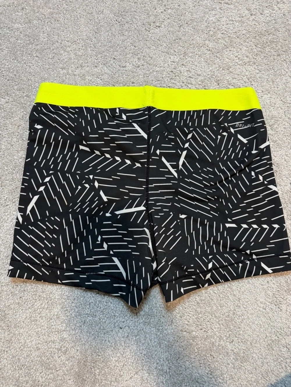 Nike Pro 3” Black Graphic Training Shorts with Neon Yellow Waistband
